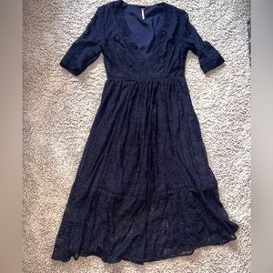 Free People Black Lace MIDI Dress Size 2